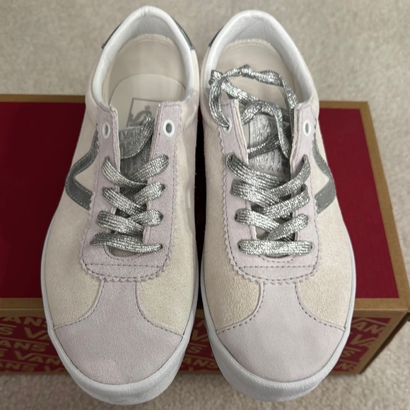 Vans Women's White and Silver Sneakers - Picture 2 of 9